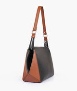 Black and brown color trio twist handbag