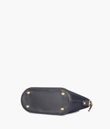 Black color suede small evening bag