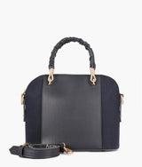 Black color suede small evening bag