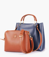 Sac cabas pour femme avec poignée en métal bleu