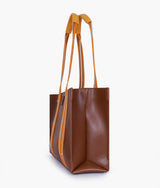 Sac cabas marron à longue bandoulière pour femme