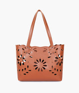 Sac fourre-tout floral marron deux pièces pour femme