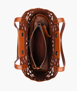 Sac fourre-tout floral marron deux pièces pour femme