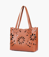 Sac fourre-tout floral marron deux pièces pour femme