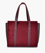 Sac cartable fourre-tout en daim bordeaux pour femme