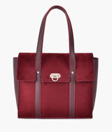 Sac cartable fourre-tout en daim bordeaux pour femme