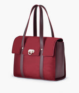 Sac cartable fourre-tout en daim bordeaux pour femme