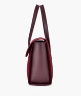 Sac cartable fourre-tout en daim bordeaux pour femme