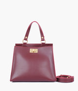 Mini sac femme à poignée supérieure en daim bordeaux à fermoir avant