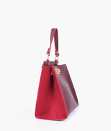 Mini sac femme à poignée supérieure en daim bordeaux à fermoir avant