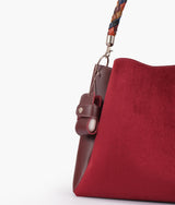 Sac à main en daim bordeaux avec anse tressée pour femme