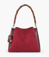 Sac à main en daim bordeaux avec anse tressée pour femme
