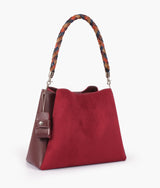 Sac à main en daim bordeaux avec anse tressée pour femme