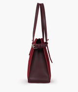 Burgundy suede satchel tote bag for women