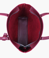 Burgundy tote bag with detachable pouch for women