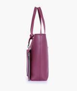 Burgundy tote bag with detachable pouch for women