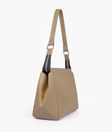 Coffee color  suede trio twist handbag