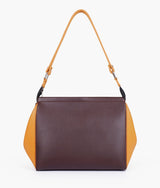 Sac à main trio twist de couleur marron foncé et moutarde