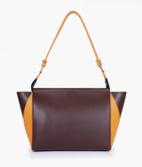 Sac à main trio twist de couleur marron foncé et moutarde