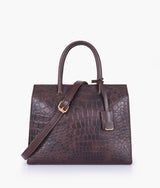 Sac à main vintage en crocodile couleur violet foncé