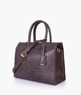 Sac à main vintage en crocodile couleur violet foncé
