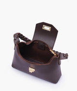 Dark brown color  purse with braided strap
