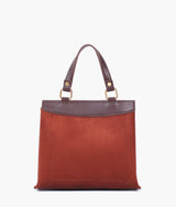 Mini sac à main en daim marron foncé avec poignée et fermoir avant pour femme