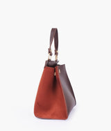 Mini sac à main en daim marron foncé avec poignée et fermoir avant pour femme