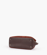 Sac à main en daim marron foncé avec anse tressée pour femme