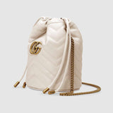 GG Marmont mini sac seau en cuir blanc