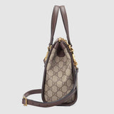 Sac cabas Ophidia petit modèle en cuir GG marron