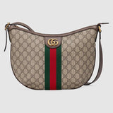 Petit sac à bandoulière Ophidia GG en cuir marron
