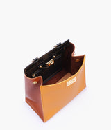 Mini sac pour femme à poignée supérieure et fermoir avant, couleur moutarde