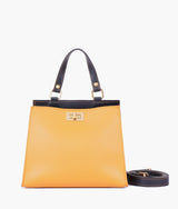 Mini sac pour femme à poignée supérieure et fermoir avant, couleur moutarde
