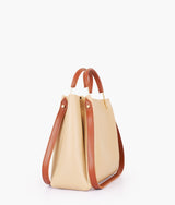 Off-white color metal handle tote bag