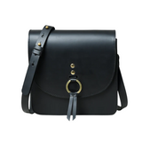 Sac bandoulière en cuir noir pour femme