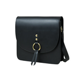 Sac bandoulière en cuir noir pour femme