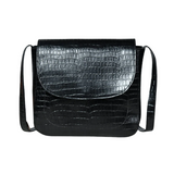 Croc-Embossed Noir Crossbody