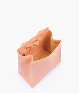 Peach front lock top-handle mini bag  for women