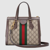 Sac cabas Ophidia petit modèle en cuir GG marron