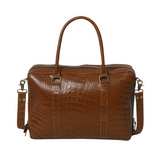 Sac cabas en cuir marron embossé façon croco