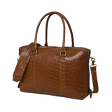 Sac cabas en cuir marron embossé façon croco