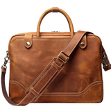 Vintage Brown Full-Grain Leather Messenger Bag