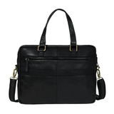 Classic Black Leather Laptop Tote Bag