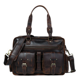 Distressed Dark Brown Leather Briefcase