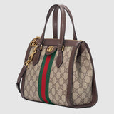 Sac cabas Ophidia petit modèle en cuir GG marron