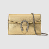Mini sac Dionysus en cuir lamé doré