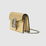 Mini sac Dionysus en cuir lamé doré