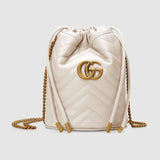 GG Marmont mini sac seau en cuir blanc